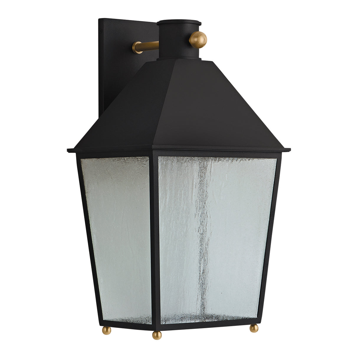 Baelor Outdoor Wall Light, Large 20", Textured Black with Patina Brass Accents