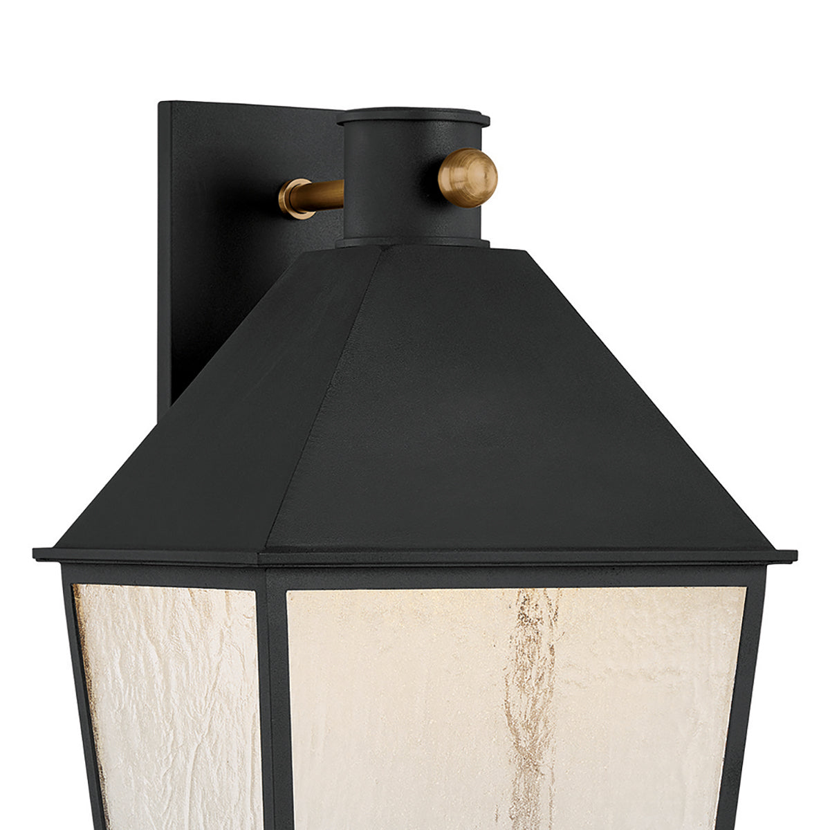 Baelor Outdoor Wall Light, Large 20", Textured Black with Patina Brass Accents