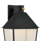 Baelor Outdoor Wall Light, Large 20", Textured Black with Patina Brass Accents