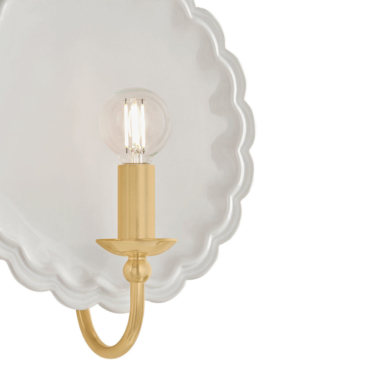 Gladys Wall Sconce 11", Ivory Ceramic and Aged Brass