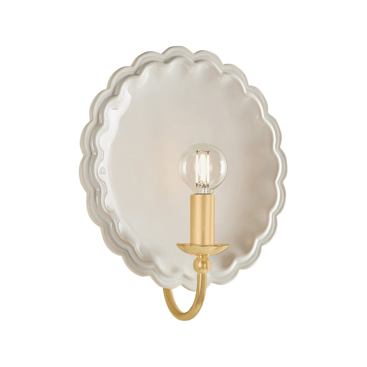 Gladys Wall Sconce 11", Ivory Ceramic and Aged Brass