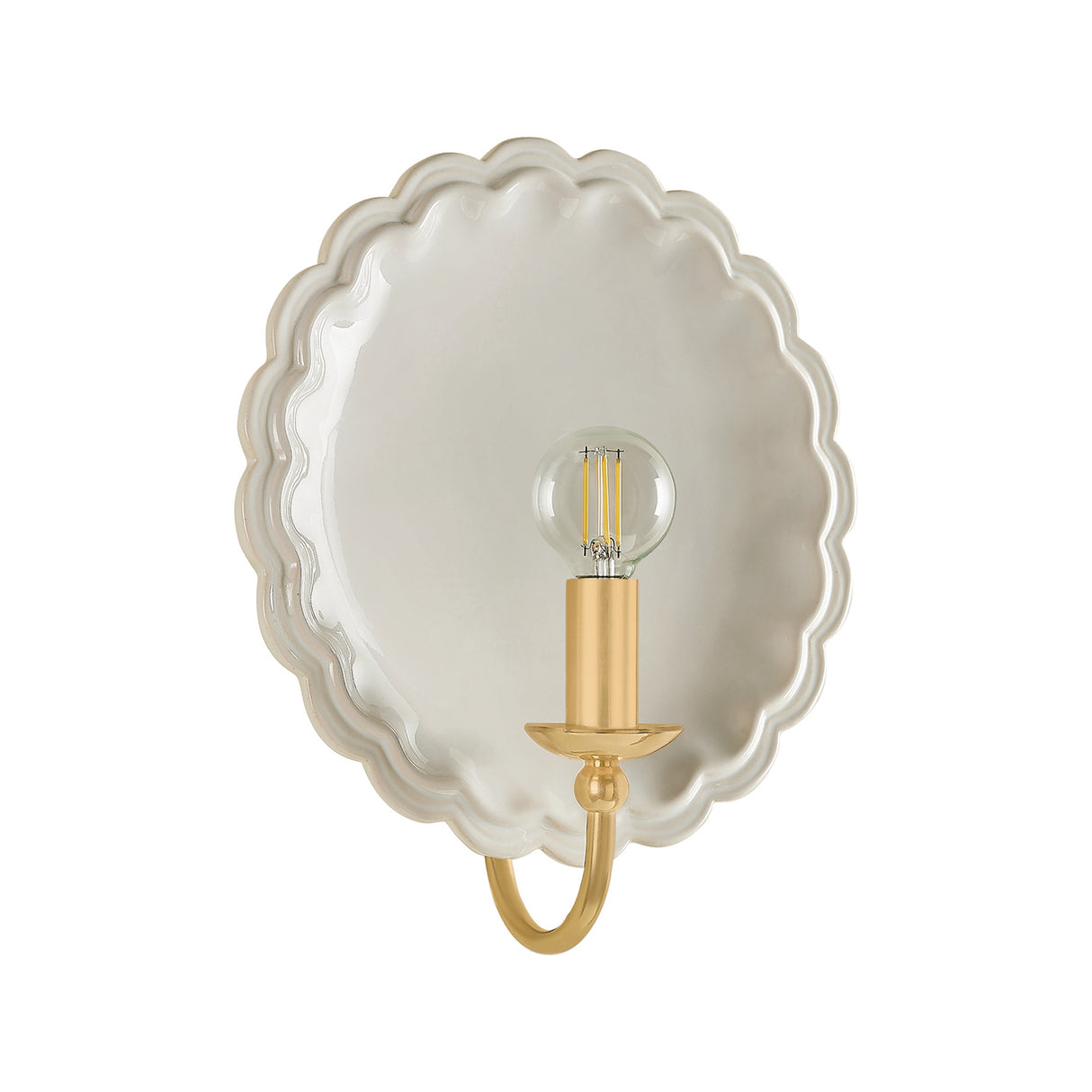 Gladys Wall Sconce 11", Ivory Ceramic and Aged Brass