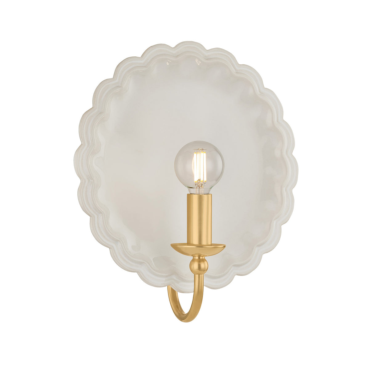 Gladys Wall Sconce 11", Ivory Ceramic and Aged Brass