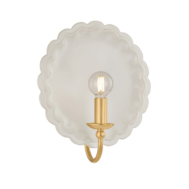Gladys Wall Sconce 11", Ivory Ceramic and Aged Brass