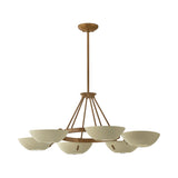 Clovis 6 Light Chandelier 40", Soft Sand and Patina Brass