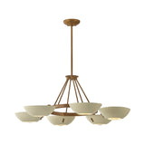 Clovis 6 Light Chandelier 40", Soft Sand and Patina Brass