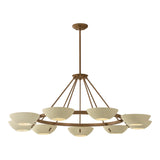 Clovis 9 Light Chandelier 55", Soft Sand and Patina Brass