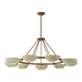 Clovis 9 Light Chandelier 55", Soft Sand and Patina Brass