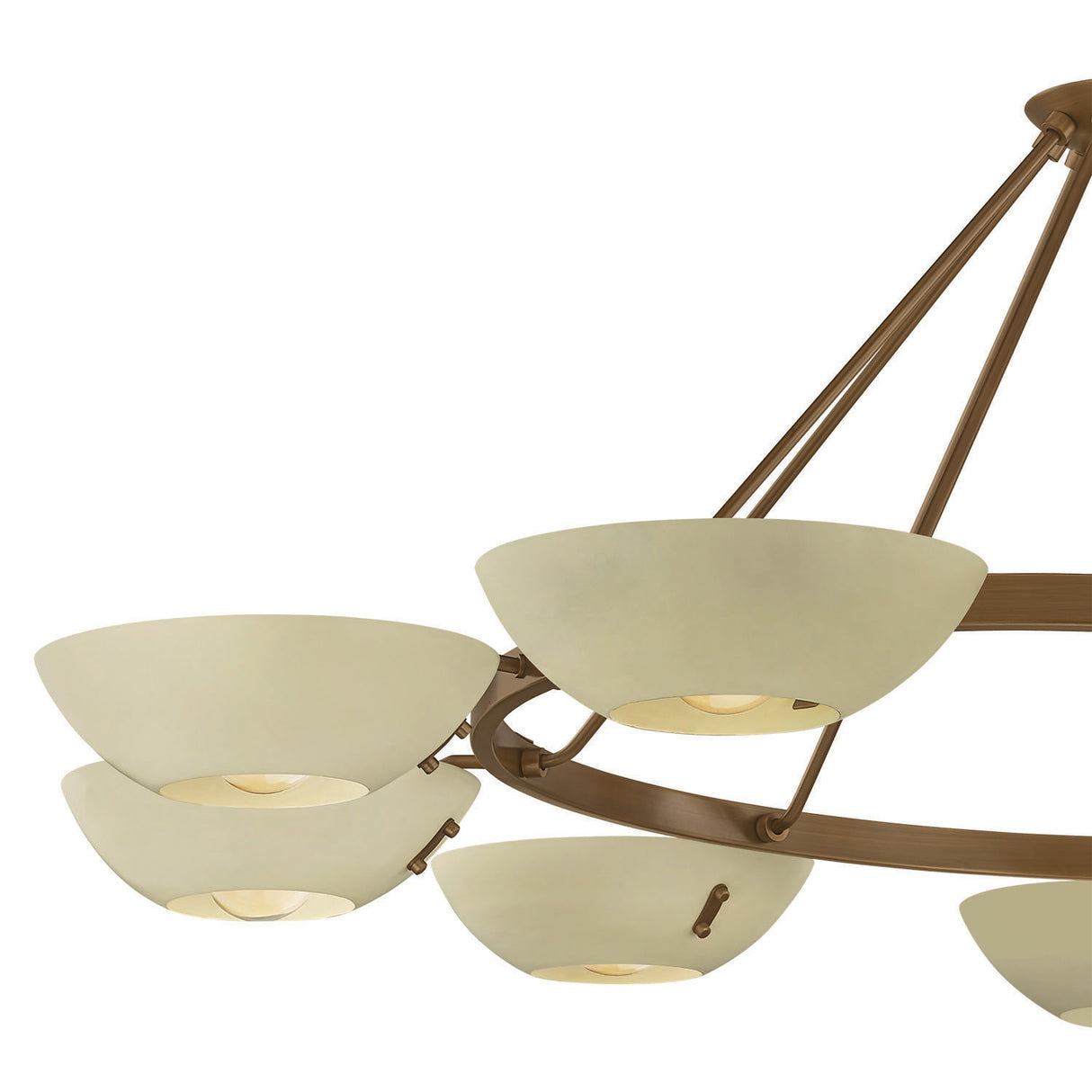 Clovis 9 Light Chandelier 55", Soft Sand and Patina Brass
