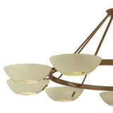 Clovis 9 Light Chandelier 55", Soft Sand and Patina Brass
