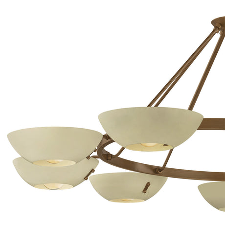 Clovis 9 Light Chandelier 55", Soft Sand and Patina Brass