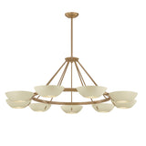 Clovis 9 Light Chandelier 55", Soft Sand and Patina Brass