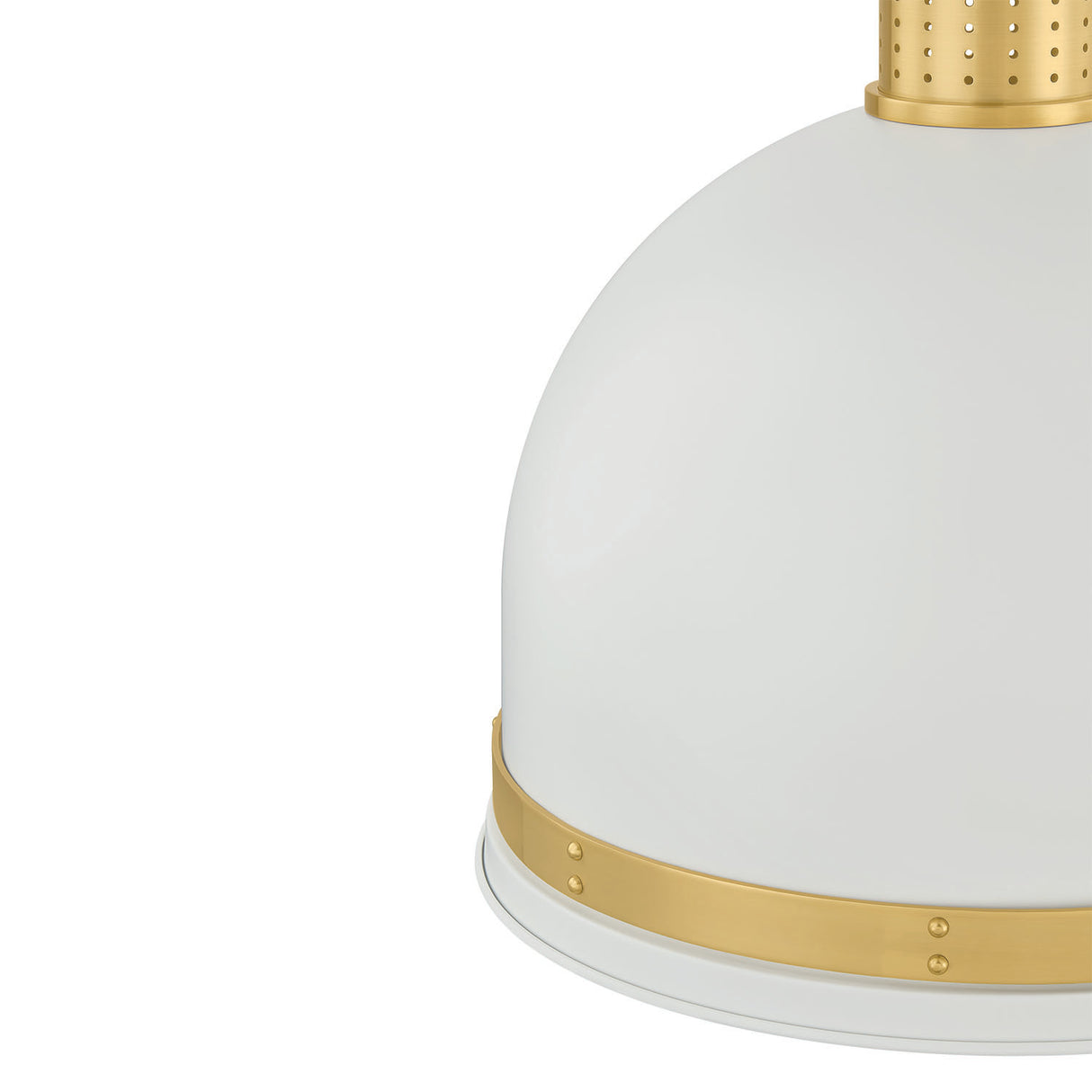 Patrice Medium Pendant 15", Matte White and Aged Brass
