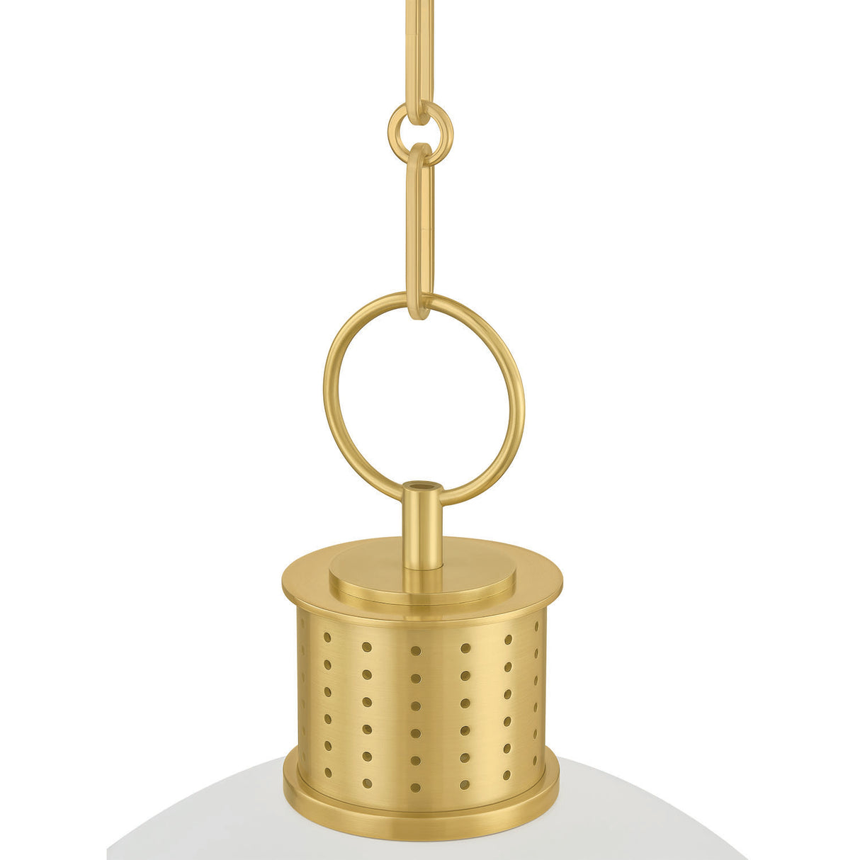 Patrice Medium Pendant 15", Matte White and Aged Brass
