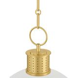 Patrice Medium Pendant 15", Matte White and Aged Brass