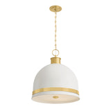 Patrice Large Pendant 20", Matte White and Aged Brass