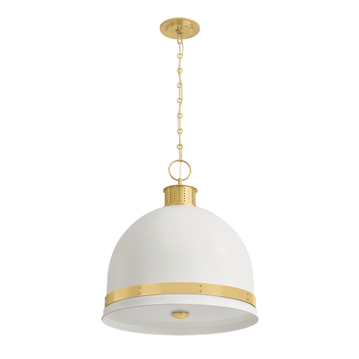 Patrice Large Pendant 20", Matte White and Aged Brass