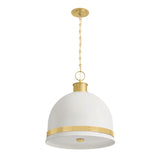 Patrice Large Pendant 20", Matte White and Aged Brass