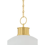 Patrice Large Pendant 20", Matte White and Aged Brass