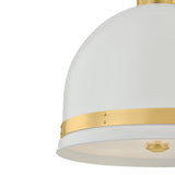 Patrice Large Pendant 20", Matte White and Aged Brass