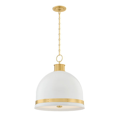 Patrice Large Pendant 20", Matte White and Aged Brass