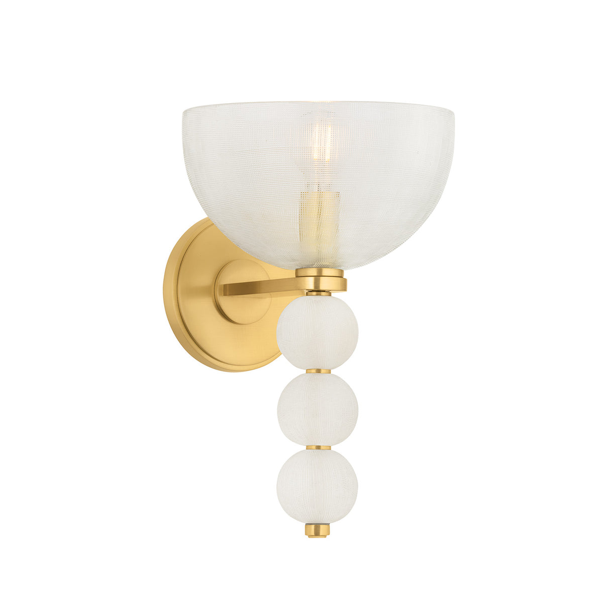 Amity Wall Sconce 12", Aged Brass and Textured Glass