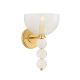 Amity Wall Sconce 12", Aged Brass and Textured Glass