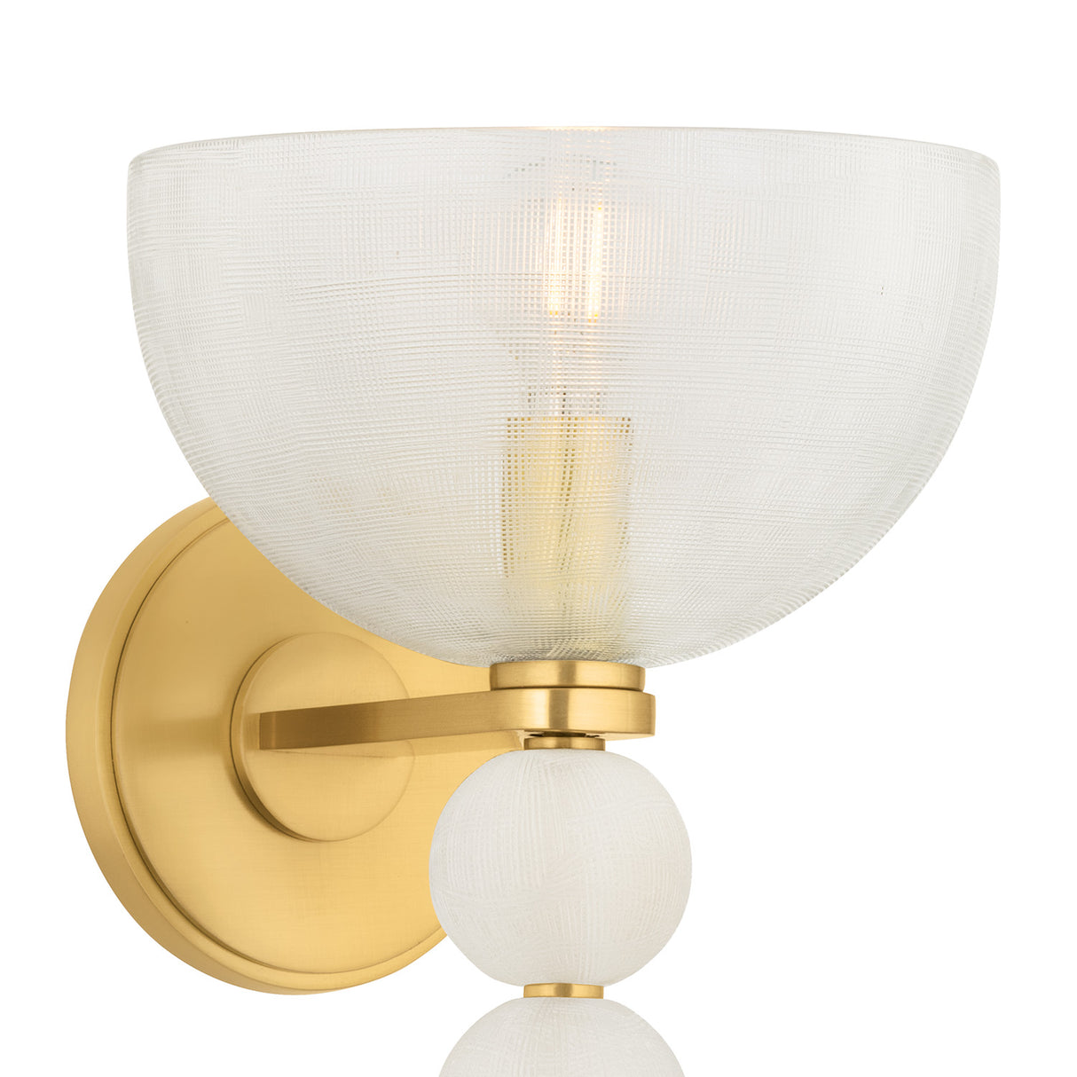 Amity Wall Sconce 12", Aged Brass and Textured Glass