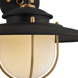 Oswego Outdoor Wall Light, Small 11", Forged Iron and Patina Brass