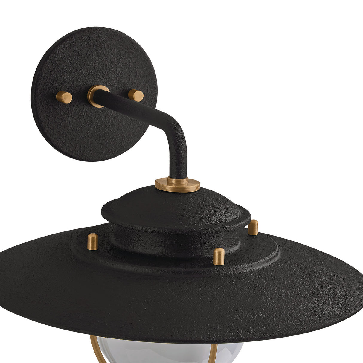 Oswego Outdoor Wall Light, Small 11", Forged Iron and Patina Brass