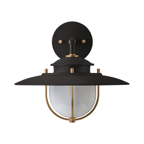 Oswego Outdoor Wall Light, Small 11", Forged Iron and Patina Brass