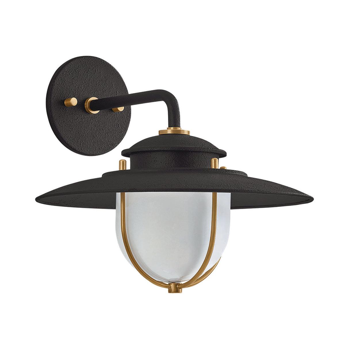 Oswego Outdoor Wall Light, Small 11", Forged Iron and Patina Brass