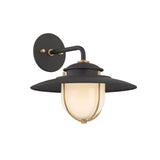 Oswego Outdoor Wall Light, Small 11", Forged Iron and Patina Brass