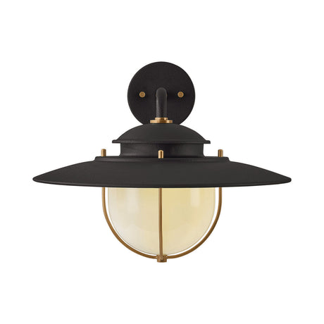 Oswego Outdoor Wall Light, Medium 13", Forged Iron and Patina Brass