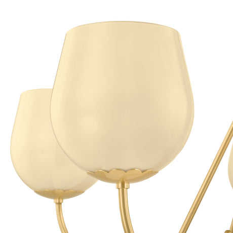 Goldie 5 Light Chandelier 34", Aged Brass and Buttermilk Glass