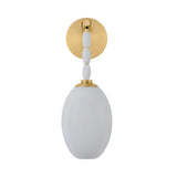 Helena Wall Sconce 15", Aged Brass and Cloud Glass with Alabaster Accents