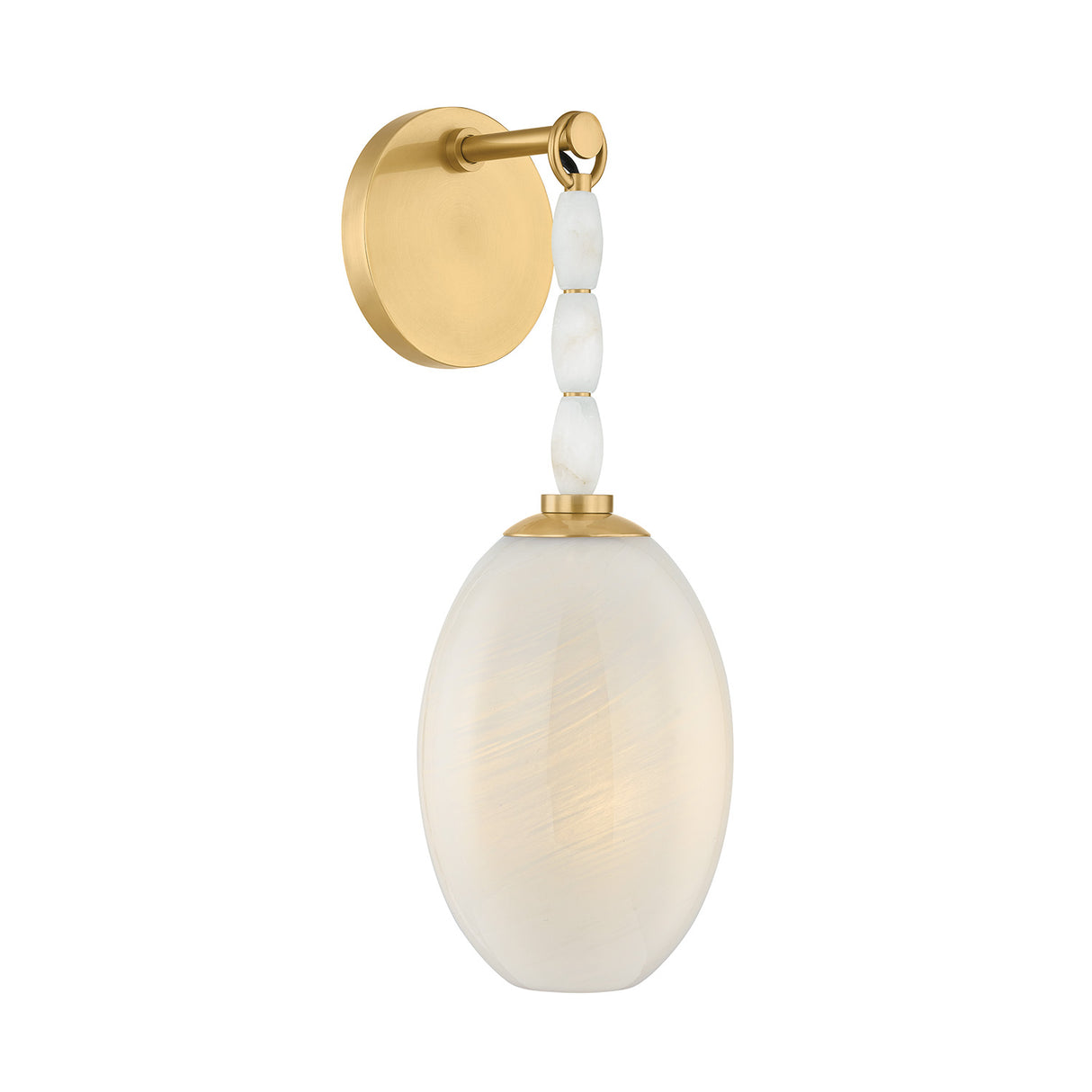 Helena Wall Sconce 15", Aged Brass and Cloud Glass with Alabaster Accents