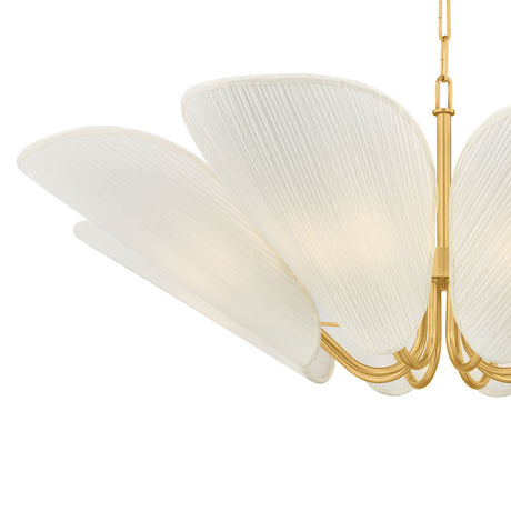 Leilani Chandelier 36", Aged Brass with Linen Shades