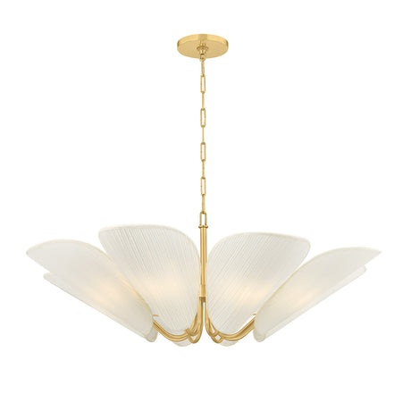 Leilani Chandelier 36", Aged Brass with Linen Shades