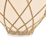 Dion Medium Pendant 17", Aged Brass and Milk Glass with Rattan