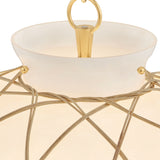 Dion Medium Pendant 17", Aged Brass and Milk Glass with Rattan