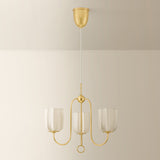 Lilith 3 Light Chandelier 21", Aged Brass with Fabric Shades