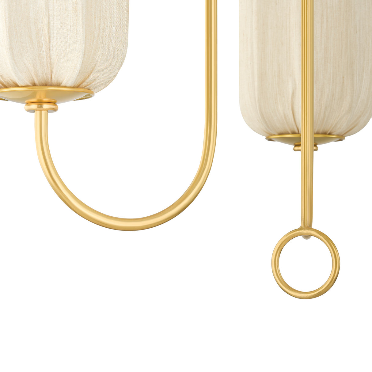 Lilith 3 Light Chandelier 21", Aged Brass with Fabric Shades