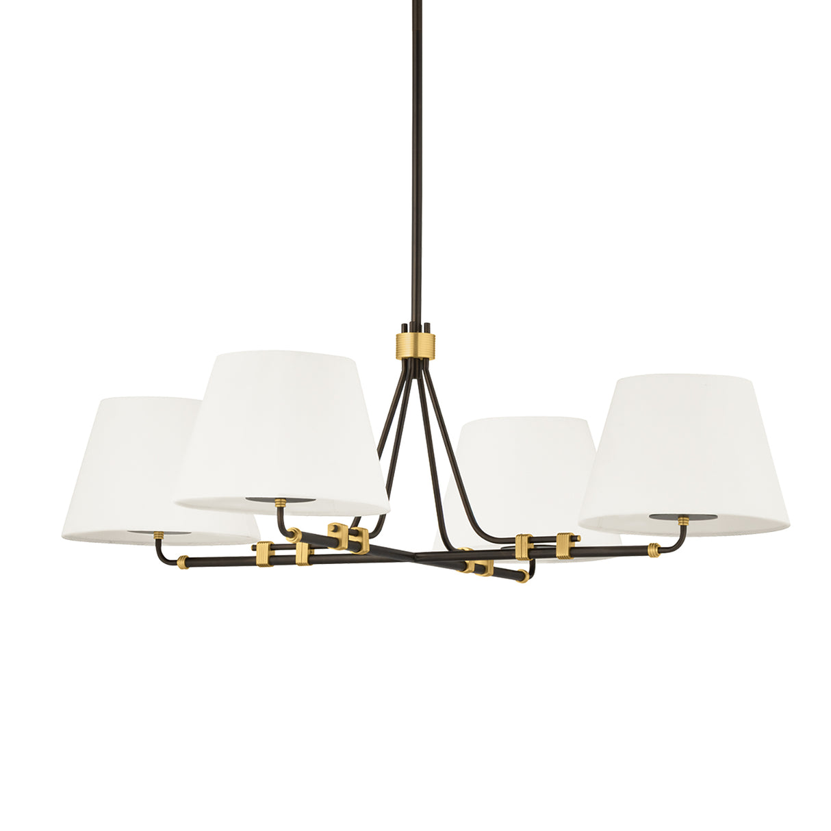 Eamon 4 Light Chandelier 46", Distressed Bronze and Aged Brass