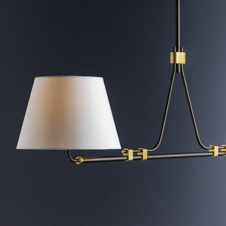 Eamon 2 Shade Linear Pendant 52", Distressed Bronze and Aged Brass