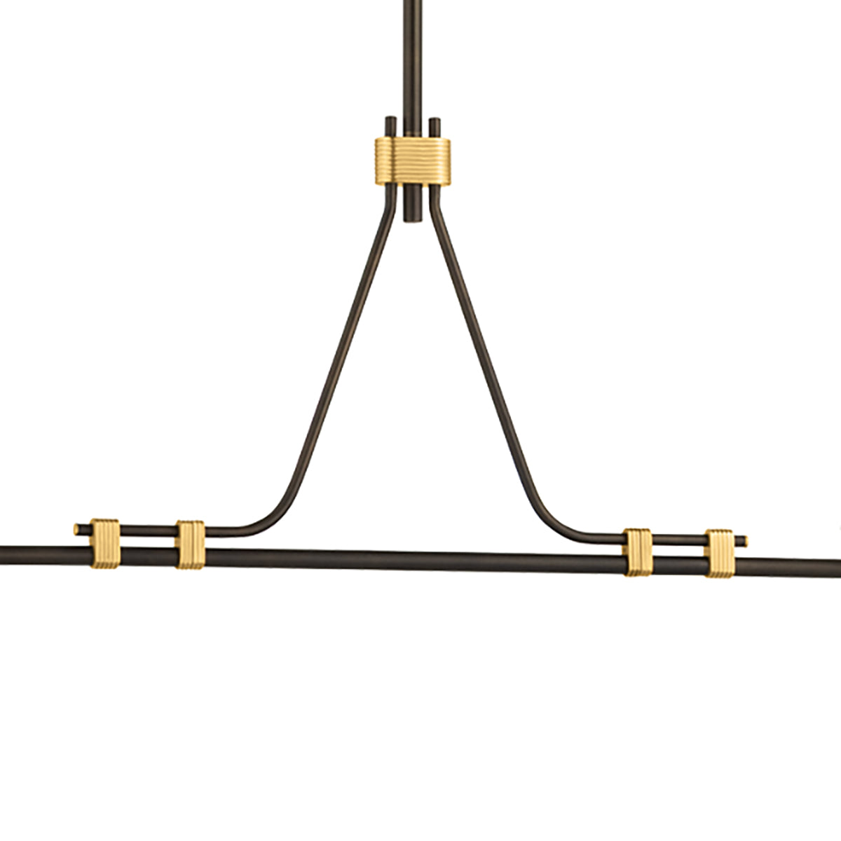 Eamon 2 Shade Linear Pendant 52", Distressed Bronze and Aged Brass
