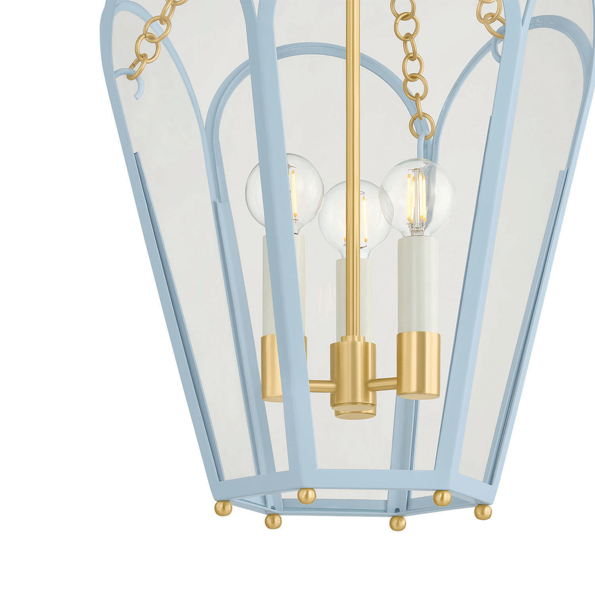 Ravenna Medium Pendant 13", Light Blue and Aged Brass