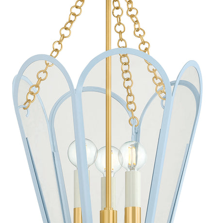 Ravenna Medium Pendant 13", Light Blue and Aged Brass