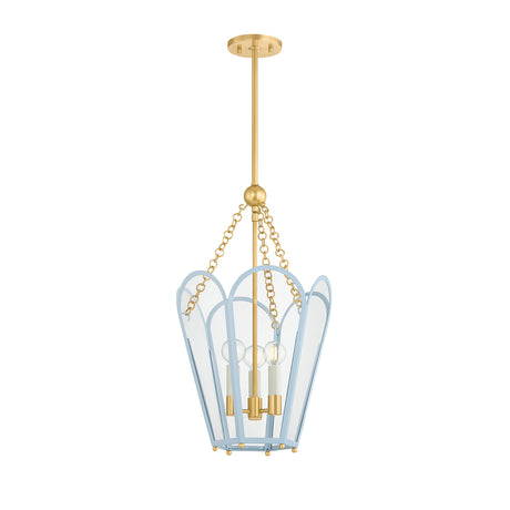 Ravenna Medium Pendant 13", Light Blue and Aged Brass