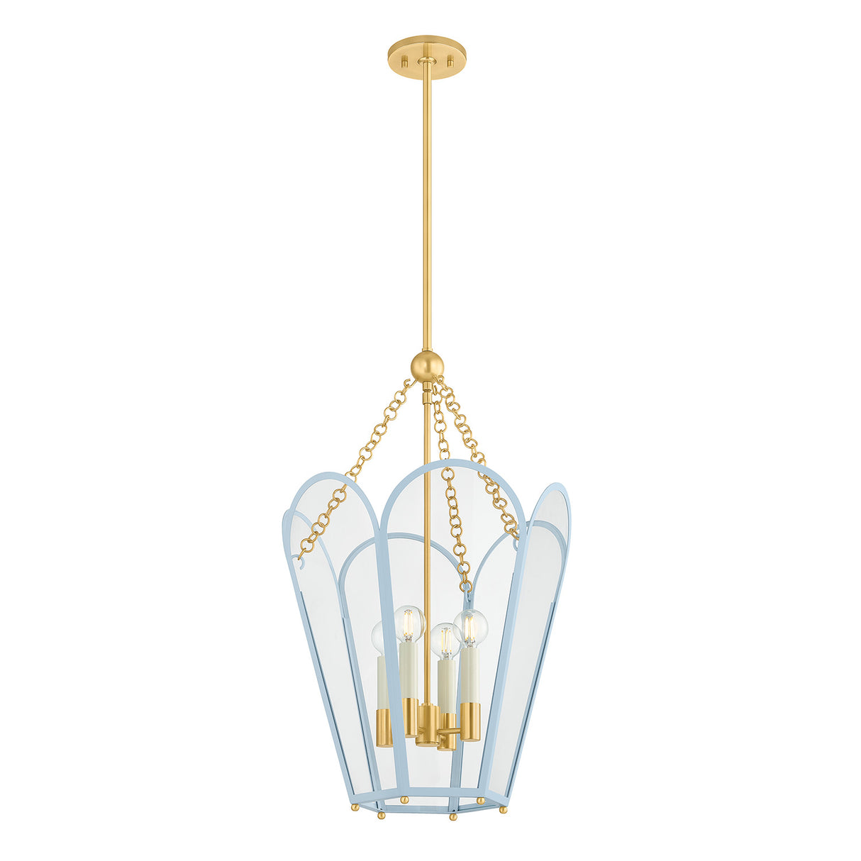 Ravenna Large Pendant 16", Light Blue and Aged Brass